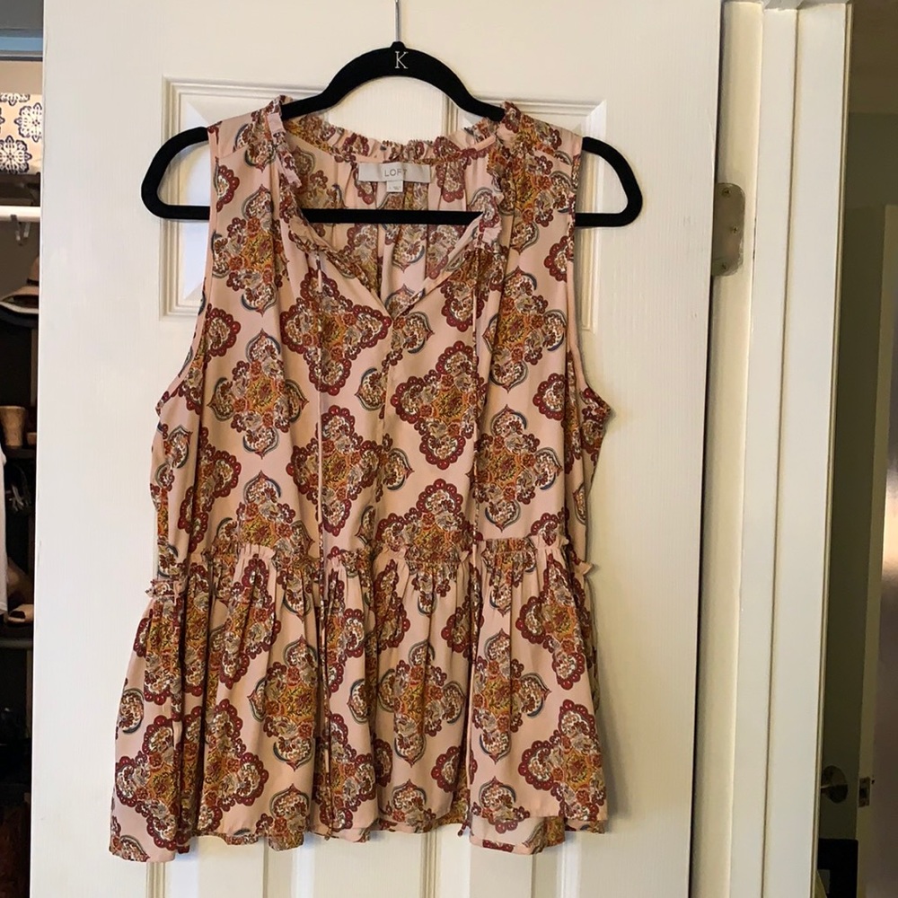 LOFT Blush Peplum Sleeveless Blouse